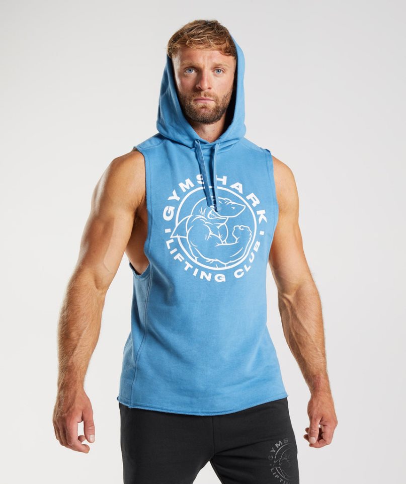 Men\'s Gymshark Legacy Drop Arm Hoodie Blue | CA 53N70A